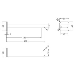 Windon Wall Mounted Bath Spout - Technical Drawing