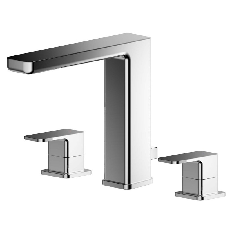 Windon Deck Mounted 3 Tap Hole Basin Mixer With Pop Up Waste Windon Deck Mounted 3 Tap Hole Basin Mixer With Pop Up Waste