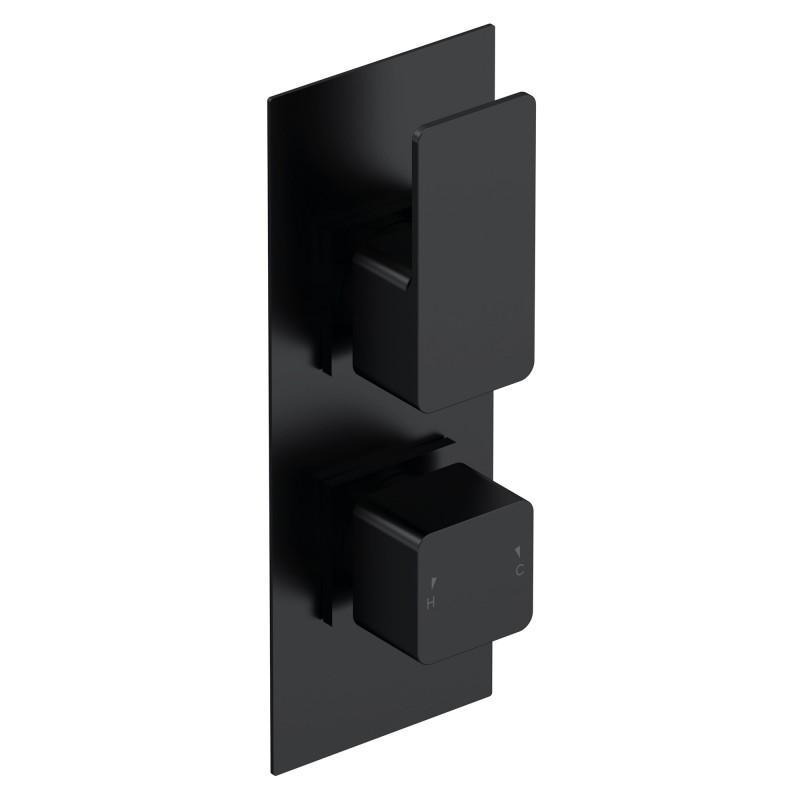 Matt Black Windon Twin Thermostatic Valve Matt Black Windon Twin Thermostatic Valve