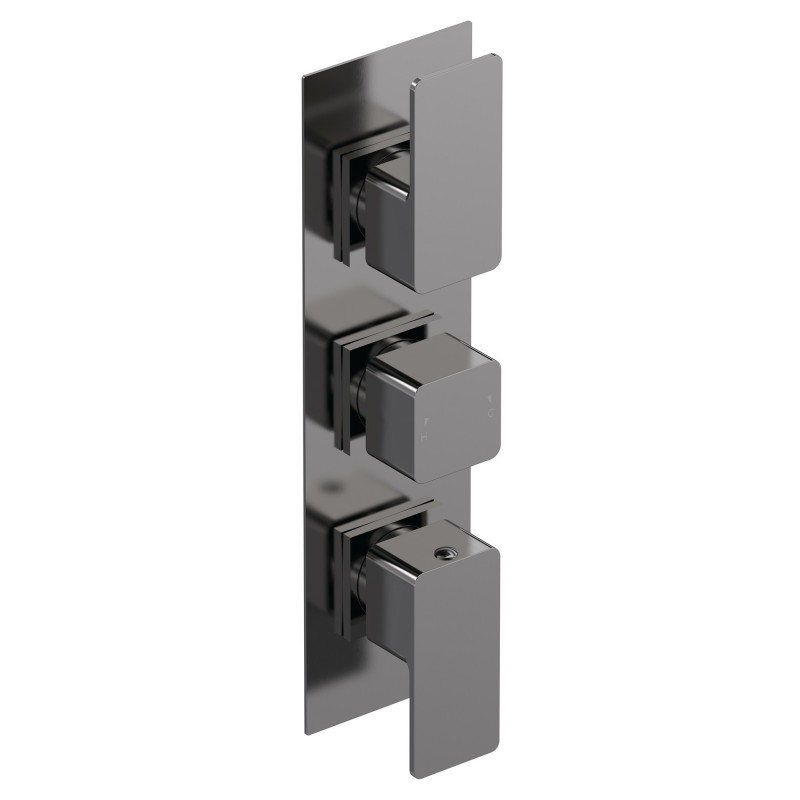 Windon Triple Thermostatic Valve With Diverter - Brushed Pewter Windon Triple Thermostatic Valve With Diverter - Brushed Pewter