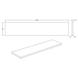 Black Slate Gloss Laminate Worktop 2000mm x 365mm x 28mm - Technical Drawing