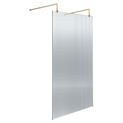 Brushed Brass 1000 Fluted Wetroom Scren with Arms & Feet