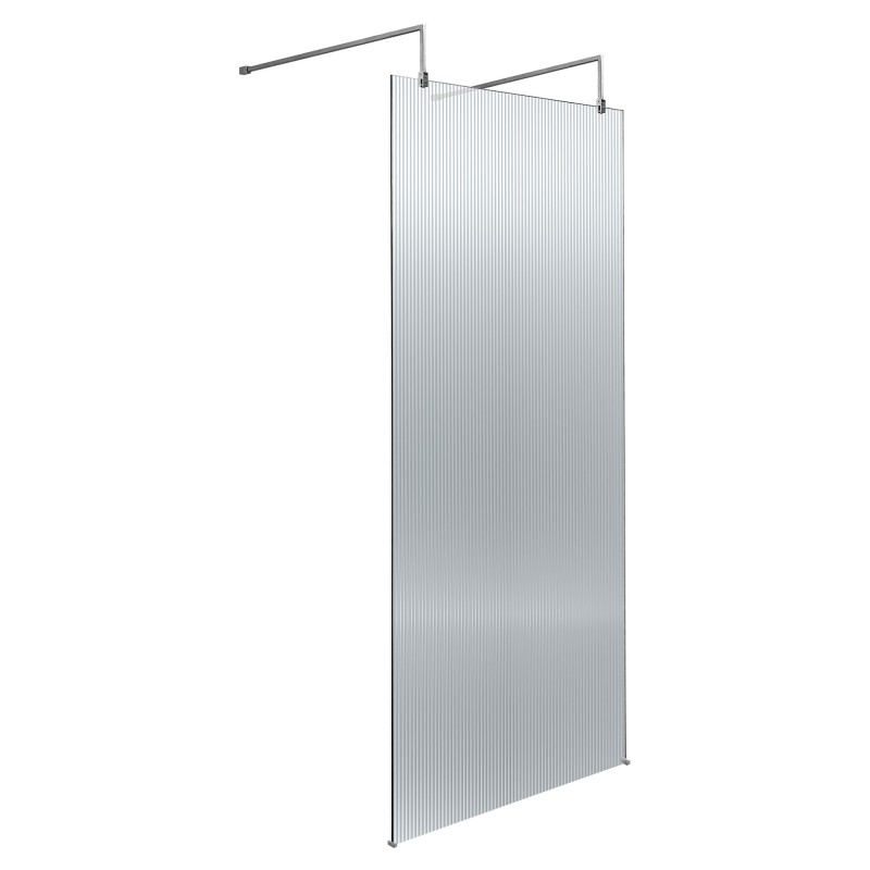 Polished Chrome 800 Fluted Wetroom Scren with Arms & Feet
