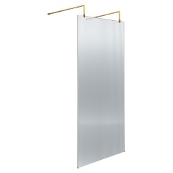 Brushed Brass 800 Fluted Wetroom Scren with Arms & Feet