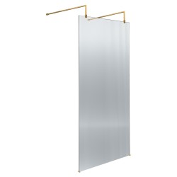 Brushed Brass 900 Fluted Wetroom Scren with Arms & Feet
