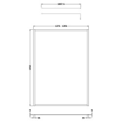 Full Outer Framed Wetroom Screen 1400mm W x 1950mm H with Support Bar 8mm Glass - Brushed Brass - Technical Drawing
