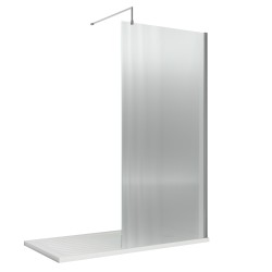 Chrome Fluted Wetroom Glass Screen 1000 x 1850 x 8mm