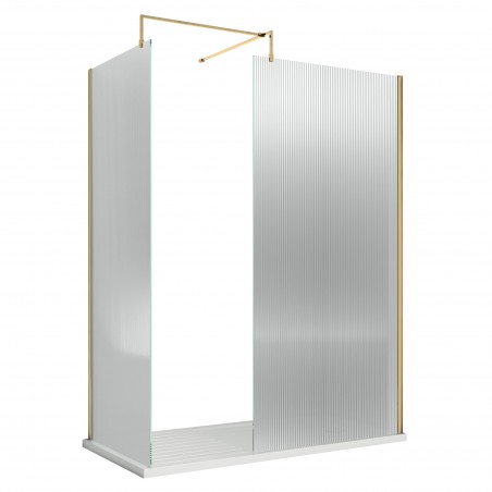 Brushed Brass Fluted Wetroom Glass Screen 1000 x 1850 x 8mm