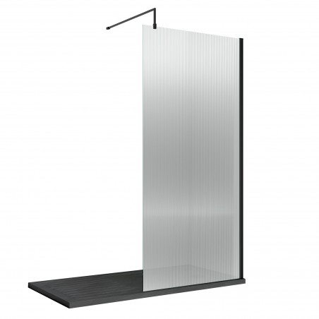 Matt Black Fluted Wetroom Glass Screen 1000 x 1850 x 8mm