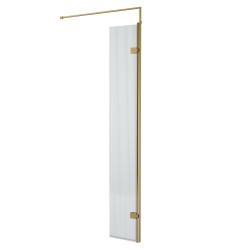 Brushed Brass Fluted Wetroom Glass Return Panel 300 x 1850 x 8mm