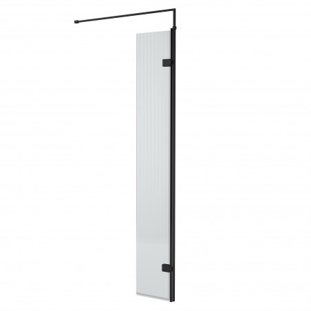 Matt Black Fluted Wetroom Glass Return Panel 300 x 1850 x 8mm