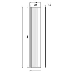 300mm Deco Hinged Flipper Screen with Support Bar - Matt Black - Technical Drawing