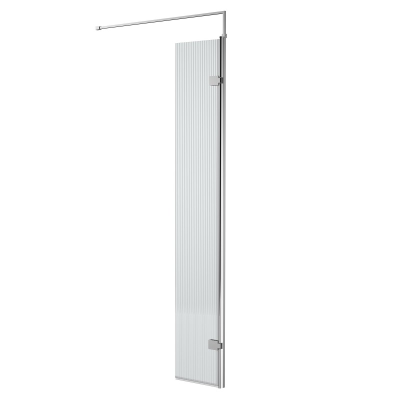 Chrome Fluted Wetroom Glass Return Panel 300 x 1850 x 8mm