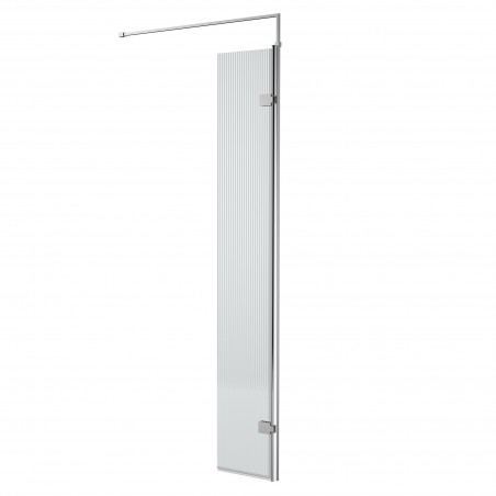 Chrome Fluted Wetroom Glass Return Panel 300 x 1850 x 8mm