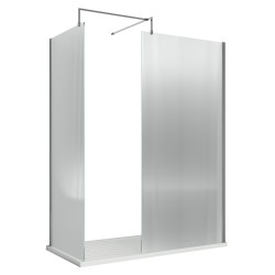 Chrome Fluted Wetroom Glass Screen 800 x 1850 x 8mm