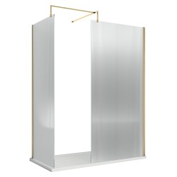 Brushed Brass Fluted Wetroom Glass Screen 800 x 1850 x 8mm