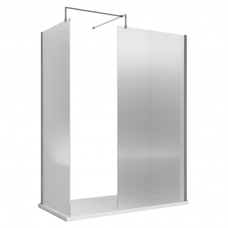 Chrome Fluted Wetroom Glass Screen 900 x 1850 x 8mm