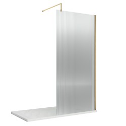 Brushed Brass Fluted Wetroom Glass Screen 900 x 1850 x 8mm