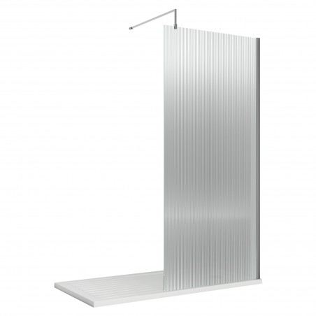 Polished Chrome 1000x1950 Fluted Wetroom Screen Inc' BAR