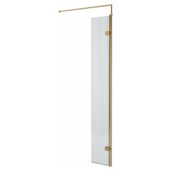 Brushed Brass Fluted 1950mm Wetroom Glass Return Panel 300 X 1950 X 8mm