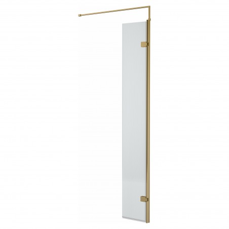 Brushed Brass Fluted 1950mm Wetroom Glass Return Panel 300 X 1950 X 8mm