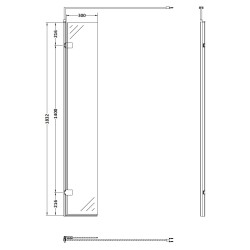 Wetroom Glass Hinged Screen 300x1850mm - Technical Drawing