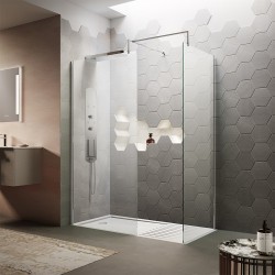 Chrome Wetroom Screen 1200mm x 1950mm - Insitu