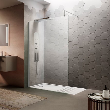 Polished Chrome 1400mm Wetroom Screen & Support Bar