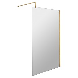 Brushed Brass 1100mm Wetroom Screen With Brass Support Bar