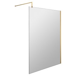 Brushed Brass 1200mm Wetroom Screen With Brass Support Bar