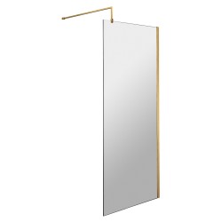 Brushed Brass 700mm Wetroom Screen With Brass Support Bar