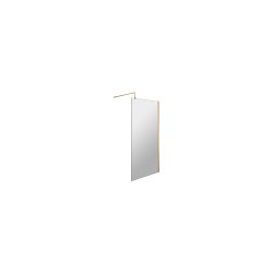 Brushed Brass 800mm Wetroom Screen With Brass Support Bar