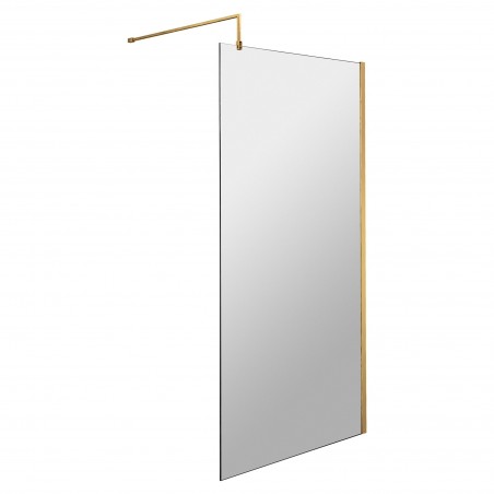 Brushed Brass 900mm Wetroom Screen With Brass Support Bar