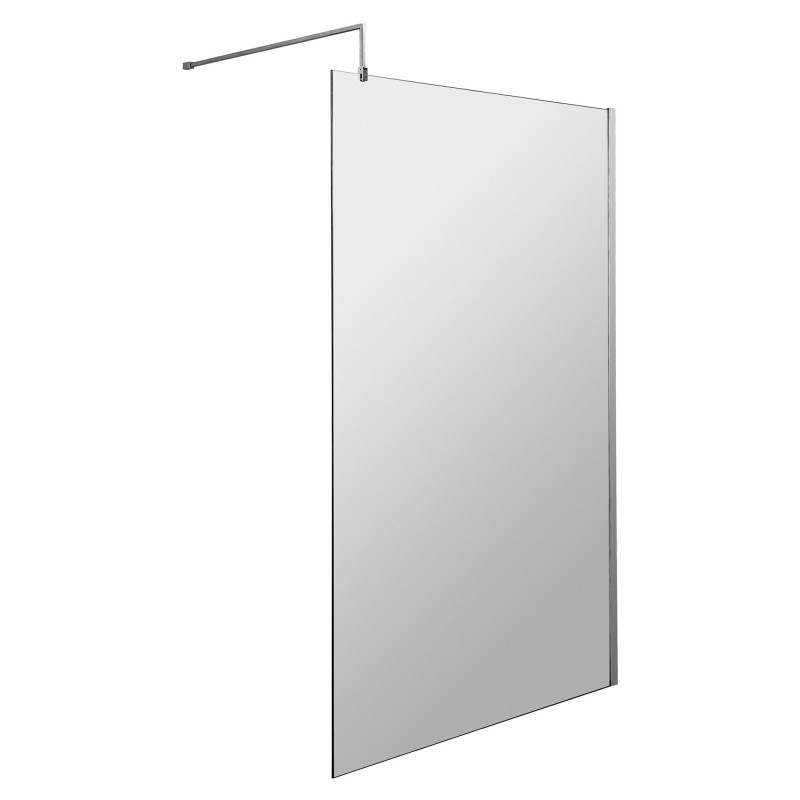 1100mm x 1950mm Wetroom Screen with Black Support Bar 1100mm x 1950mm Wetroom Screen with Black Support Bar