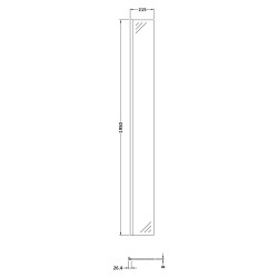 215mm x 1950mm Wetroom Return Screen with Black Fittings - Technical Drawing