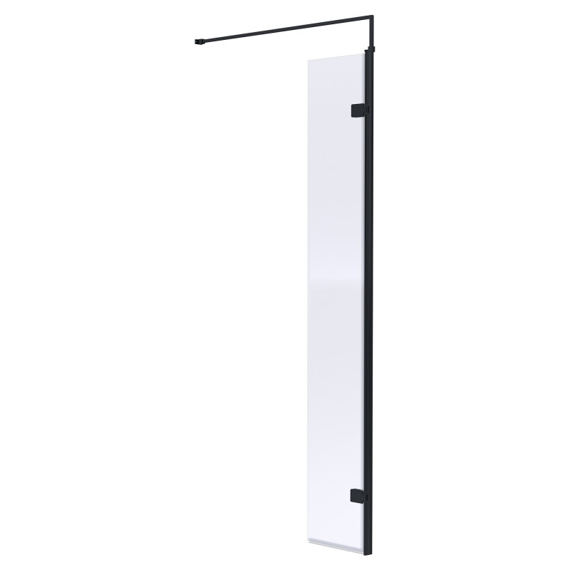 300mm x 1950mm Wetroom Hinged Return Screen with Black Fittings 300mm x 1950mm Wetroom Hinged Return Screen with Black Fittings