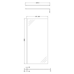 Wetroom Glass Screen 900 x 1850 x 8mm - Technical Drawing
