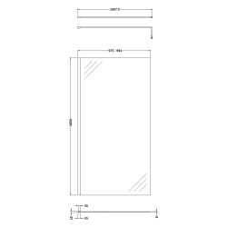Wetroom Glass Screen 1000 x 1850 x 8mm - Technical Drawing