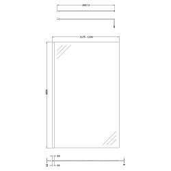 Wetroom Glass Screen 1200 x 1850 x 8mm - Technical Drawing