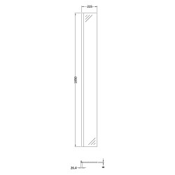 Brushed Brass Wetroom Return Screen 215 x 1850 x 8mm - Technical Drawing