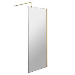 Brushed Brass Wetroom Screen with Support Bar 760 x 1850 x 8mm
