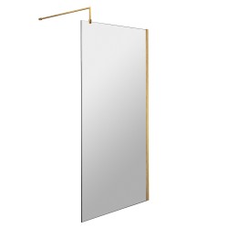 Brushed Brass Wetroom Screen with Support Bar 800 x 1850 x 8mm