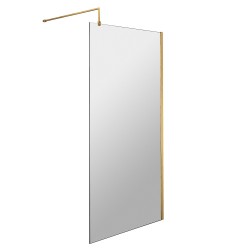 Brushed Brass Wetroom Screen with Support Bar 900 x 1850 x 8mm