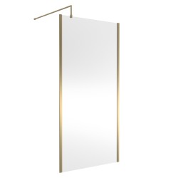 Brushed Brass Outer Framed Wetroom Screen with Support Bar 1000 x 1850 x 8mm