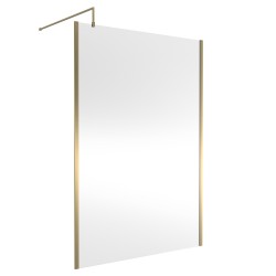 Brushed Brass Outer Framed Wetroom Screen with Support Bar 1400 x 1850 x 8mm