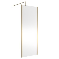 Brushed Brass Outer Framed Wetroom Screen with Support Bar 800 x 1850 x 8mm