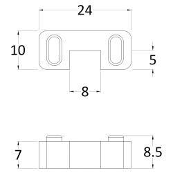 Brushed Brass Wetroom Screen Horseshoe Support Foot - Technical Drawing