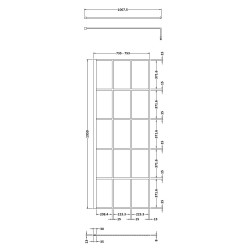760mm Framed Wetroom Screen with Support Bar - Technical Drawing
