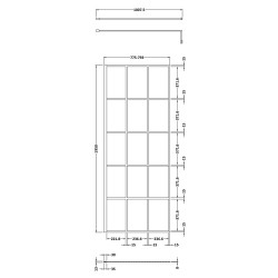 800mm Framed Wetroom Screen with Support Bar - Technical Drawing