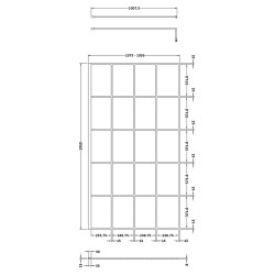 1100mm Framed Wetroom Screen with Support Bar - Technical Drawing
